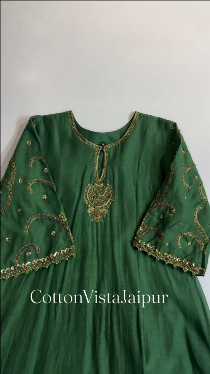 Emerald Green-Mul Chanderi - Image 2
