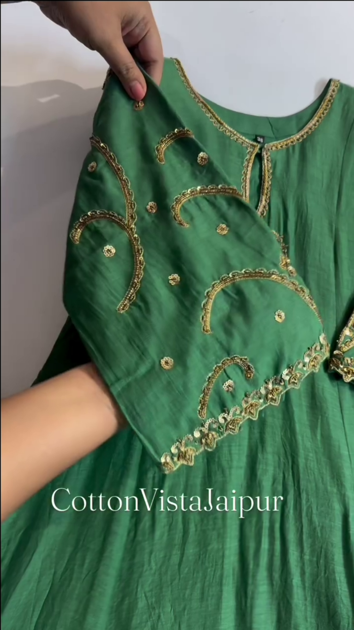Emerald Green-Mul Chanderi - Image 3