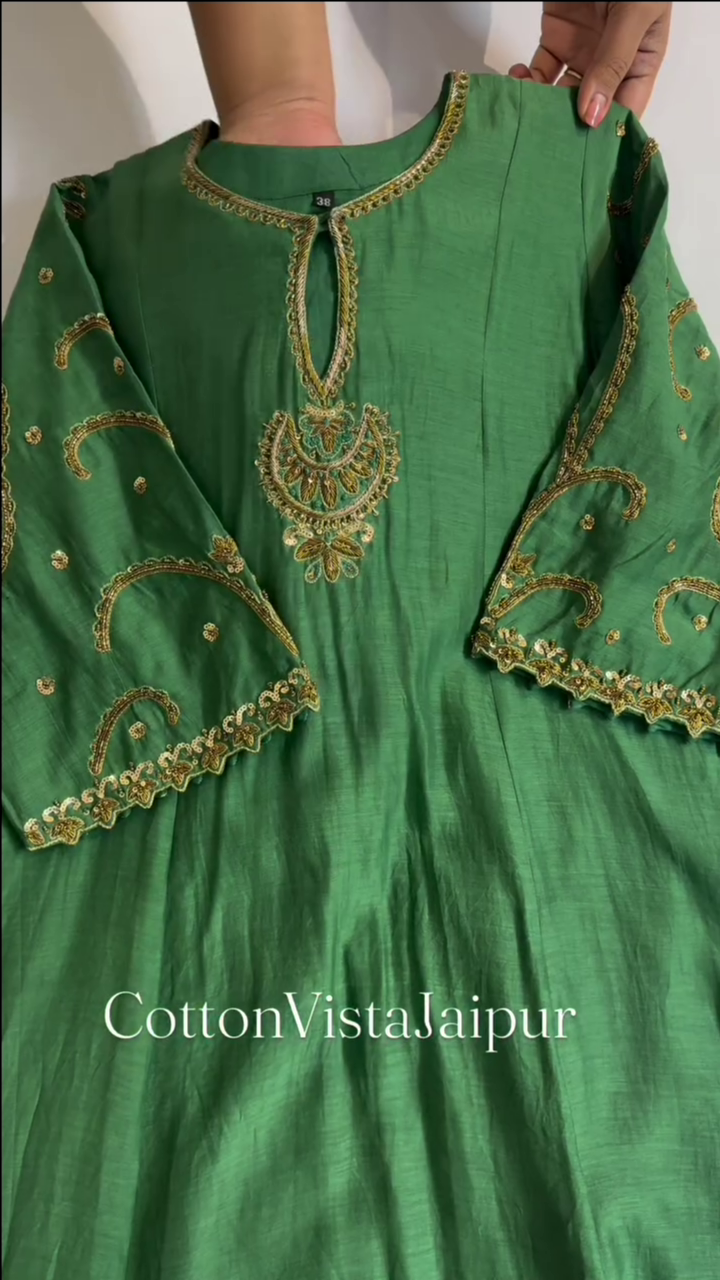 Emerald Green-Mul Chanderi - Image 4