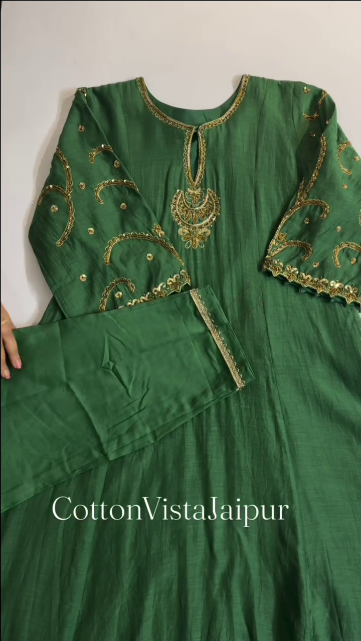 Emerald Green-Mul Chanderi