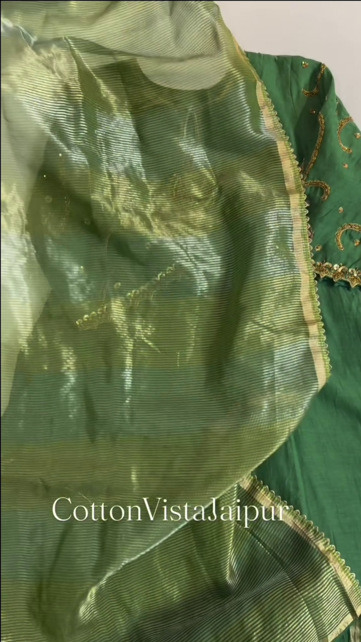 Emerald Green-Mul Chanderi - Image 6