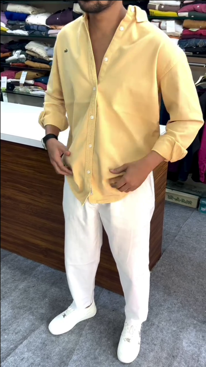 Men’s "Golden Hour" Premium Cotton Twill Shirt – Mustard Honey