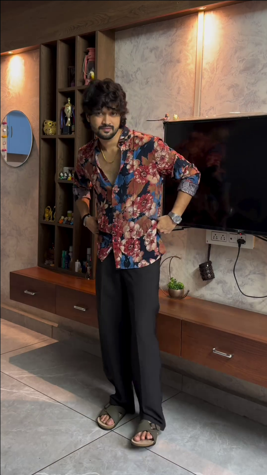 Men’s "Midnight Eden" Luxury Print Shirt – Bold Botanical Viscose Blend