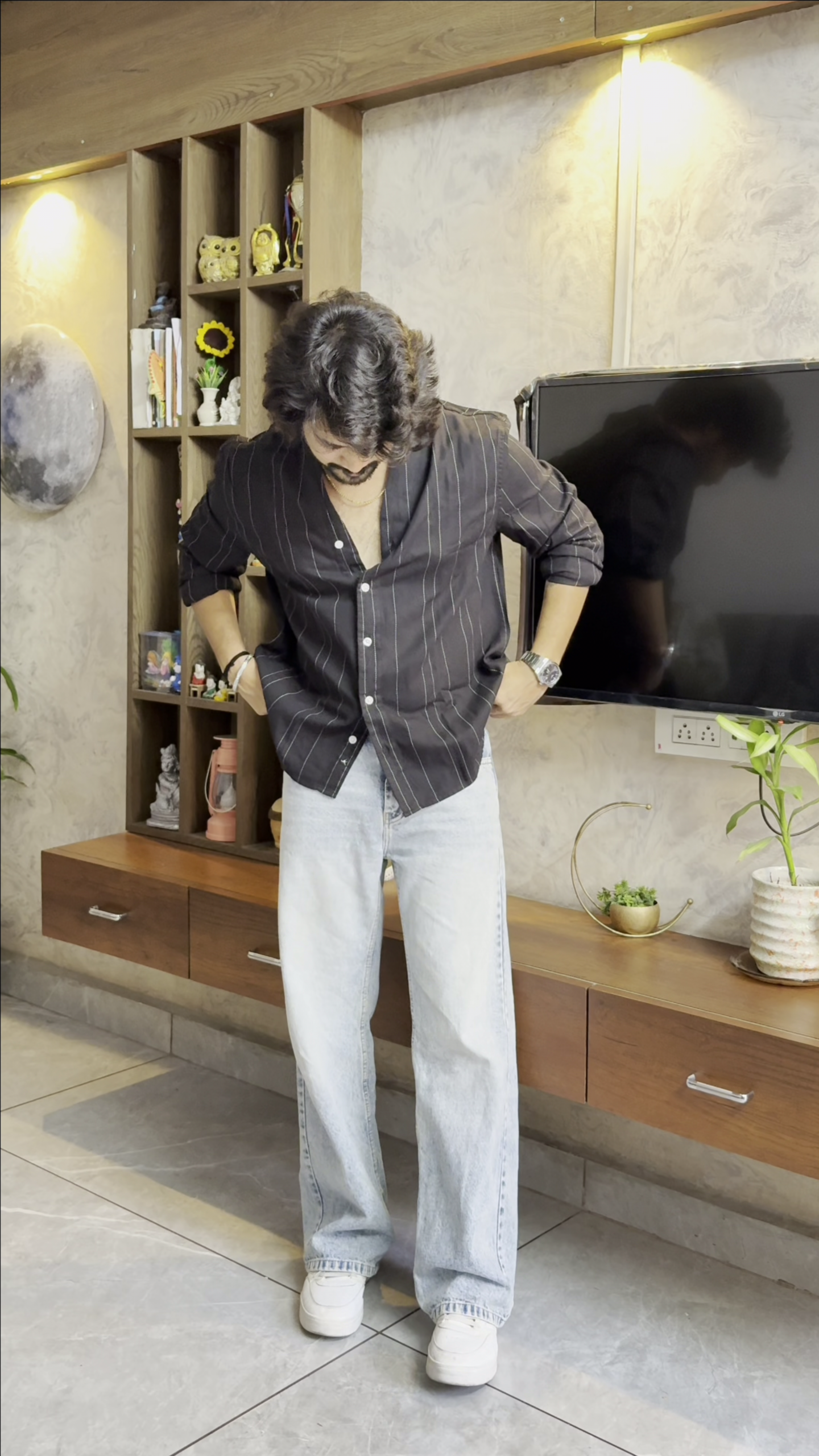 Men’s "Glacier Acid" Oversized Denim Shirt – Distressed Black Sulfur Wash - Image 2