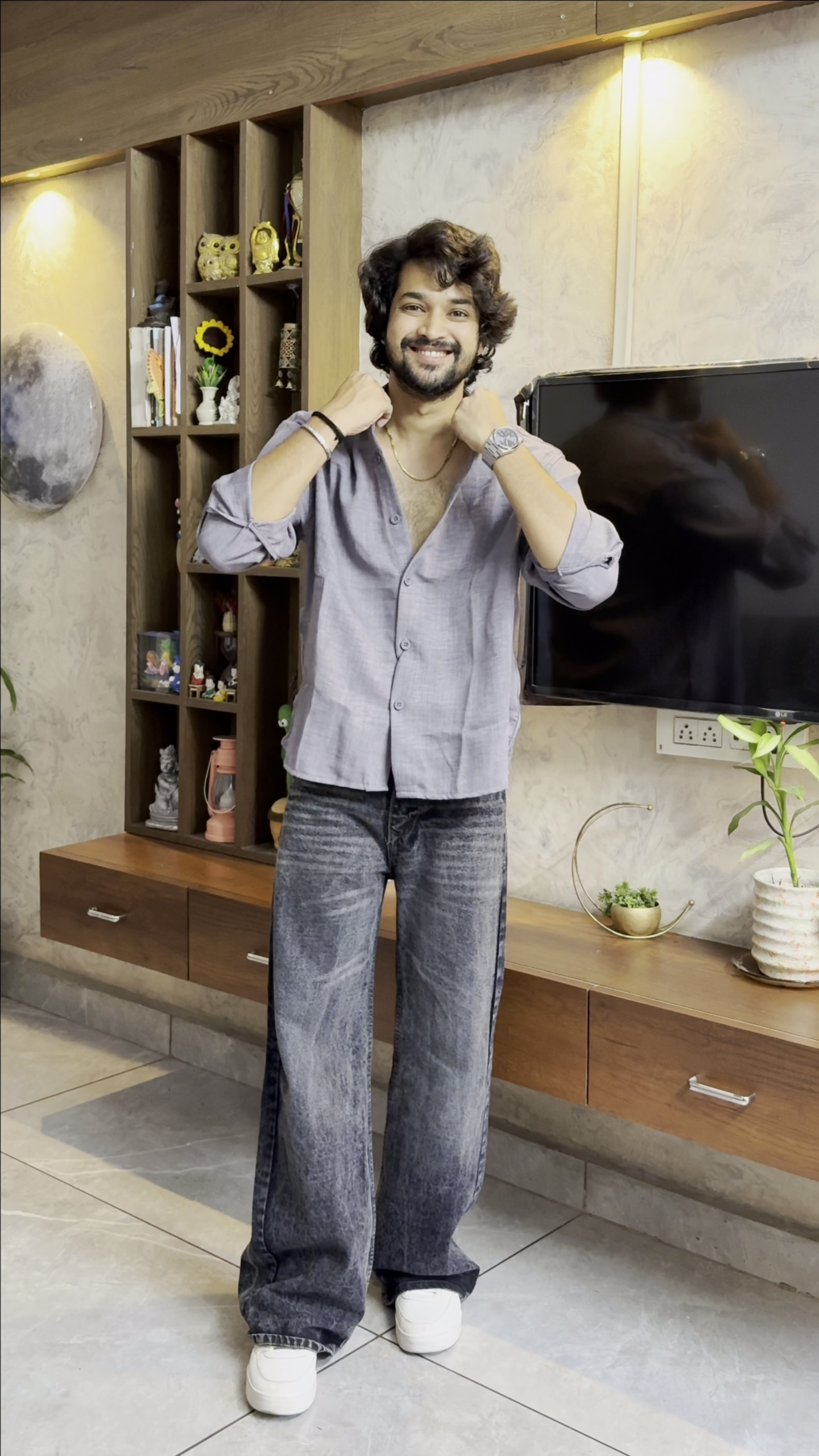 Men’s "Dusty Amethyst" Relaxed Overshirt – Premium Textured Linen-Cotton Blend