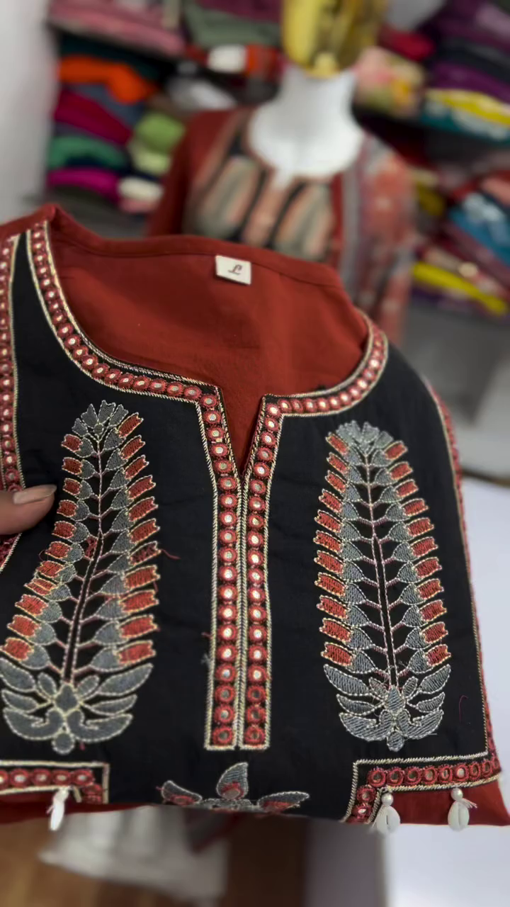 Rust Red Embroidered Suit Set - Image 2