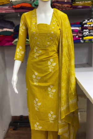 Mustard Yellow Floral Suit Set