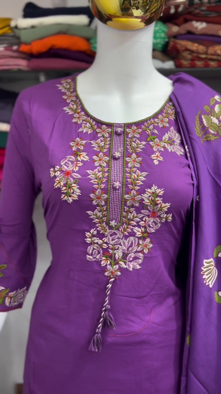 Lavender Embroidered Suit Set - Image 2