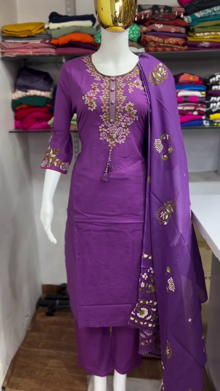 Lavender Embroidered Suit Set