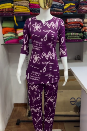 Purple Abstract Printed Co-Ord Set