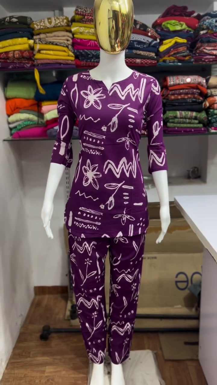 Purple Abstract Printed Co-Ord Set