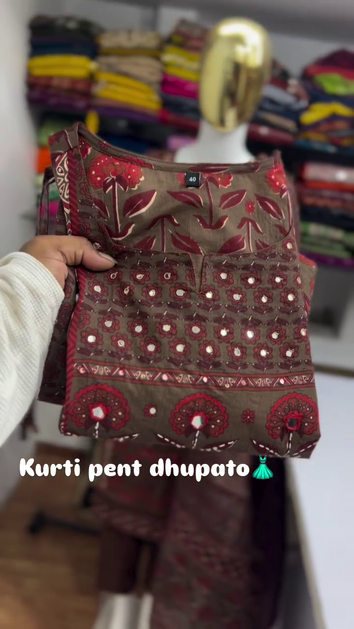 Coffee Brown Ethnic Suit Set - Image 3
