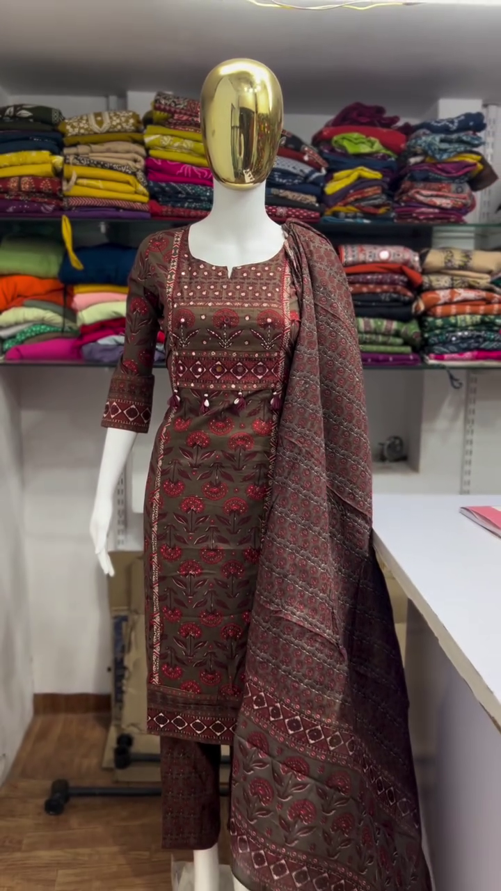 Coffee Brown Ethnic Suit Set