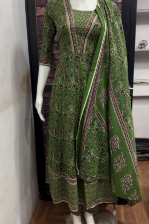 Green Ethnic Printed Anarkali Suit Set