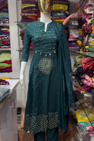 Teal Blue Bandhani Designer Suit Set