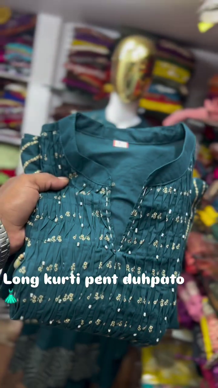 Teal Blue Bandhani Designer Suit Set - Image 3