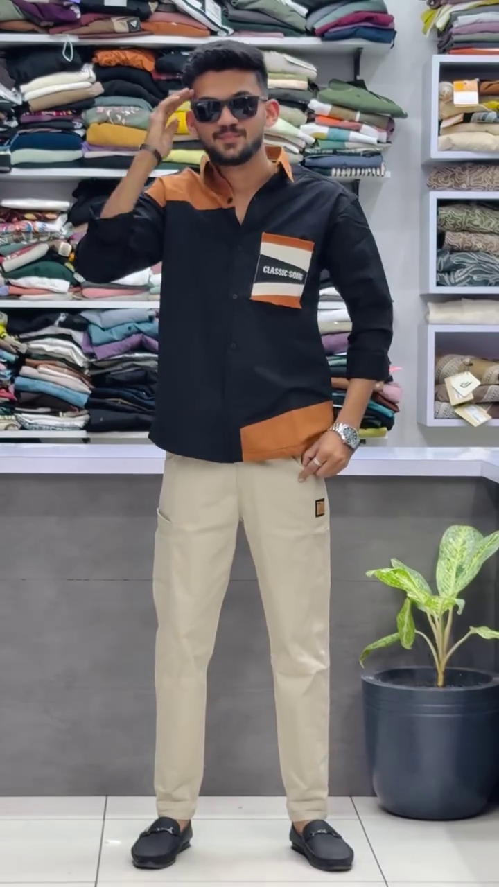 Men's Block Casual Shirt with Denim Jeans Set - Image 2