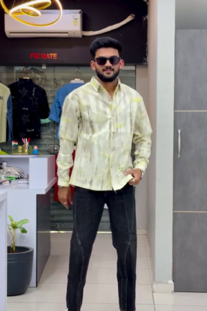 Men's Abstract Printed Casual Shirt with Denim Set