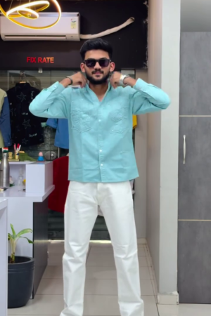 Men's Embroidered Casual Shirt with Trouser Set