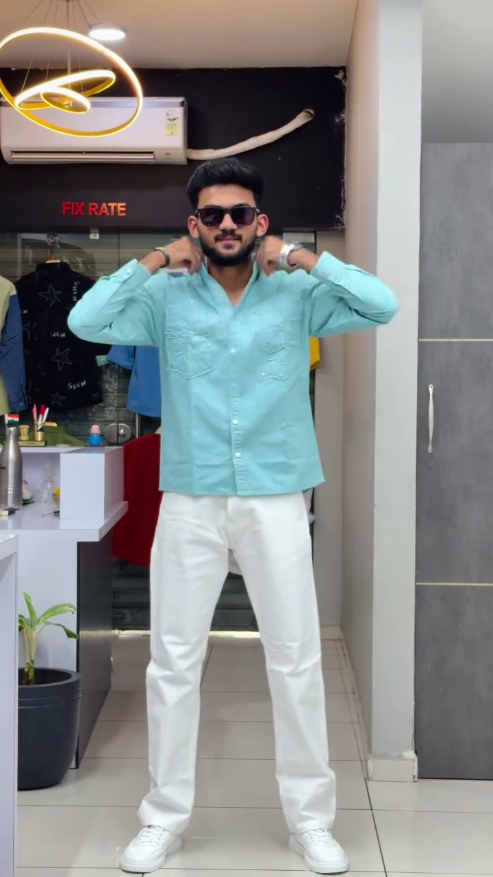 Men's Embroidered Casual Shirt with Trouser Set
