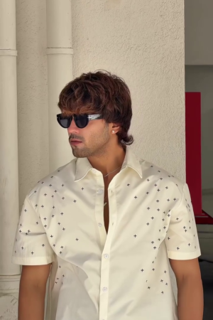 Men's Minimal Cross Print Casual Shirt
