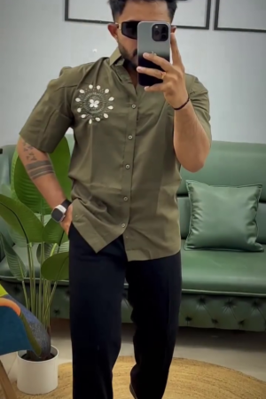 Men's Floral Embroidered Casual Shirt
