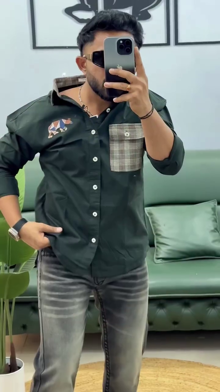 Men's Bear Patch Pocket Casual Shirt - Image 5