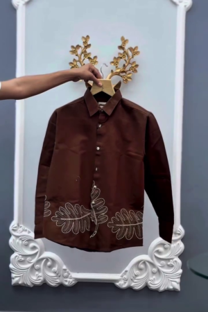 Men's Leaf Embroidered Premium Casual Shirt