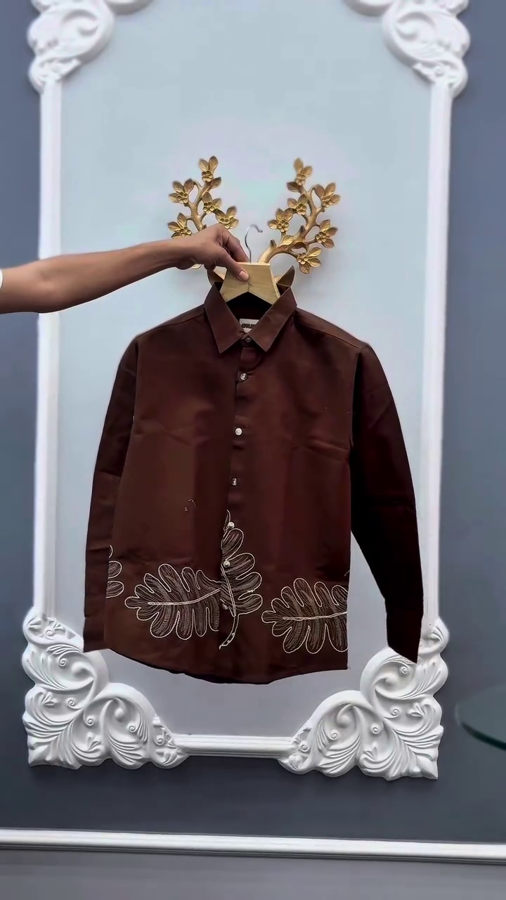 Men's Leaf Embroidered Premium Casual Shirt
