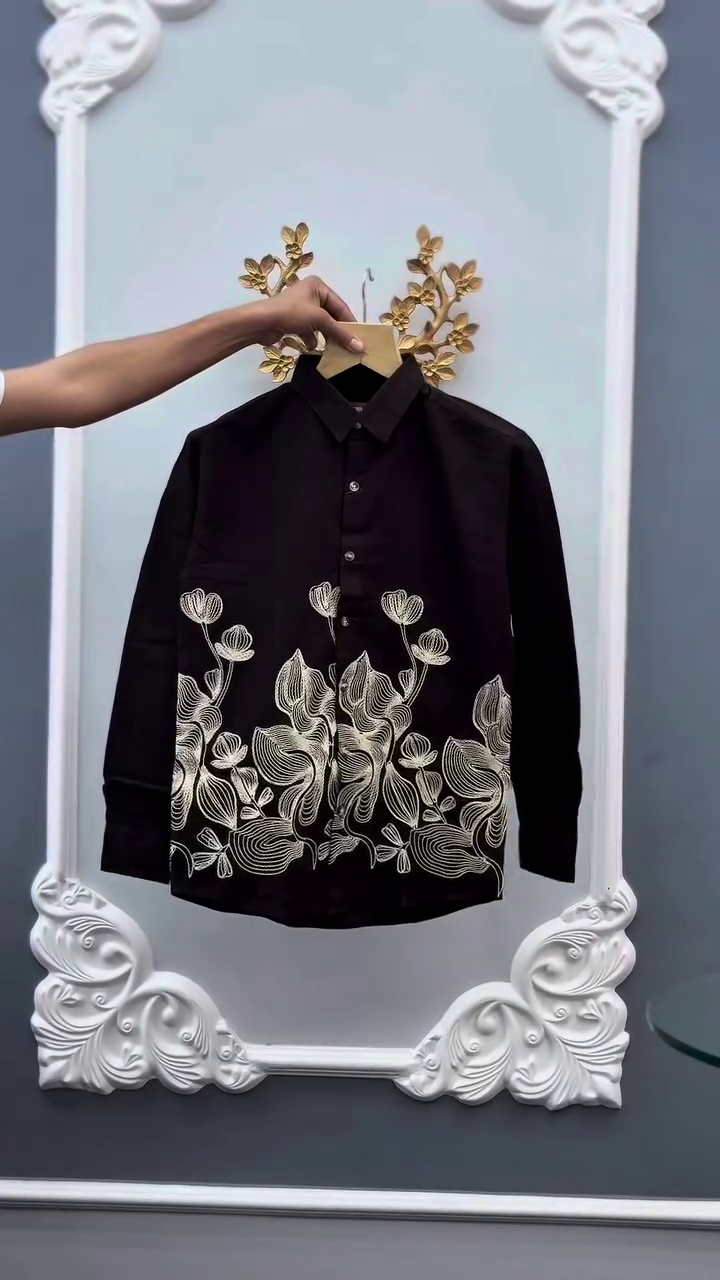 Men's Leaf Embroidered Premium Casual Shirt - Image 2