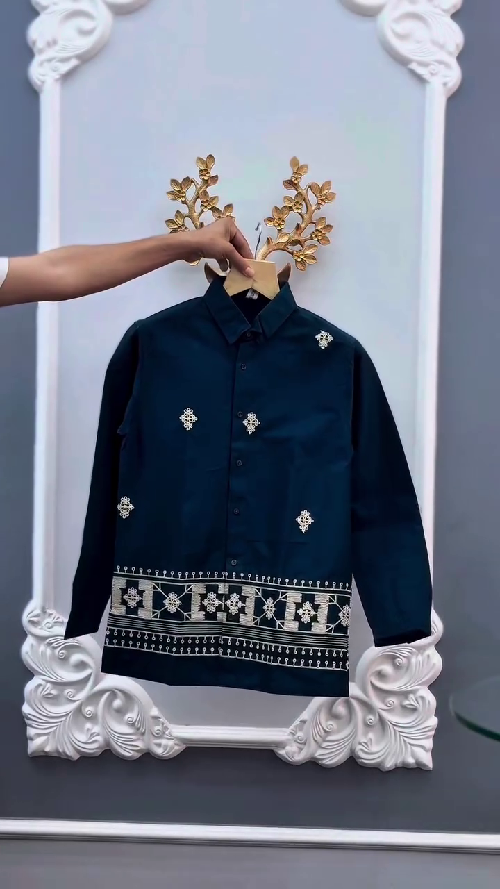 Men's Leaf Embroidered Premium Casual Shirt - Image 4