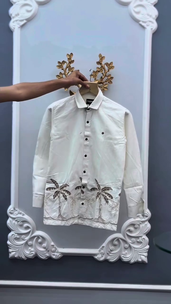 Men's Leaf Embroidered Premium Casual Shirt - Image 3